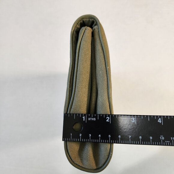 Serena & Lily Envelope Clutch Purse Peacock Embroidered Olive Green Canvas - Picture 11 of 13